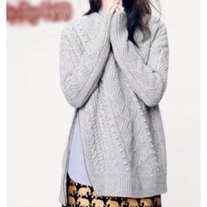 J CREW Wool side zip cable knit sweater, size L